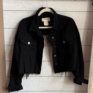 JW Siganture Black denim Rhinestone back Cowboy Jacket